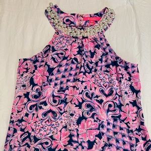 Lilly Pulitzer size small tank with pearls